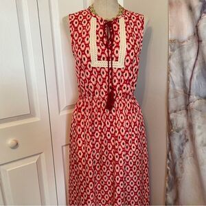 Kate Spade New York Posy Ikat Print Dress Red Silk Size 4